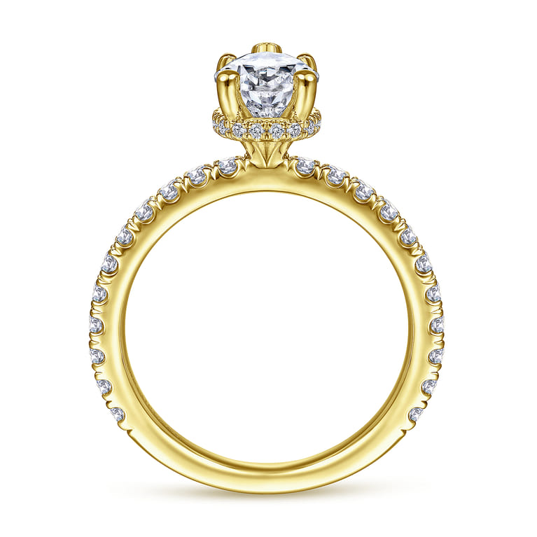 Alina - 14K Yellow Gold Hidden Halo Pear Shape Diamond Engagement Ring - 0.51 ct - Shot 2