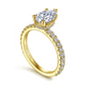 Alina - 14K Yellow Gold Hidden Halo Pear Shape Diamond Engagement Ring - 0.51 ct