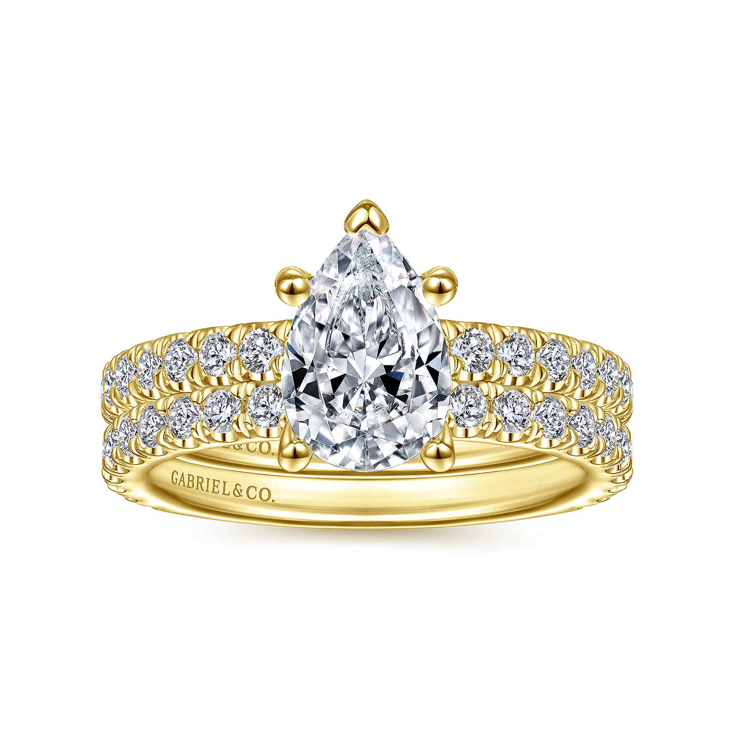 Alina - 14K Yellow Gold Hidden Halo Pear Shape Diamond Engagement Ring - 0.51 ct - Shot 4