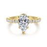 Alina - 14K Yellow Gold Hidden Halo Pear Shape Diamond Engagement Ring - 0.55 ct