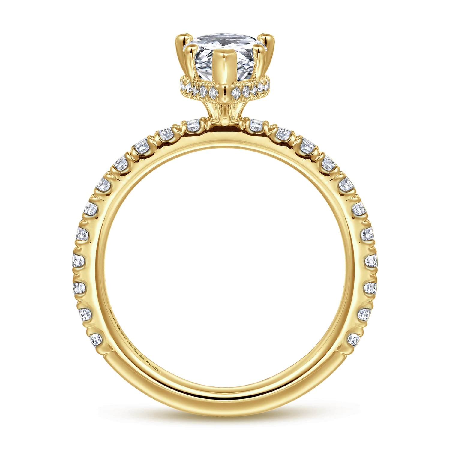 Alina - 14K Yellow Gold Hidden Halo Pear Shape Diamond Engagement Ring - 0.55 ct - Shot 2