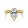 Bonnie - 14K Yellow Gold Pear Shape Hidden Halo Diamond Engagement Ring - 0.1 ct