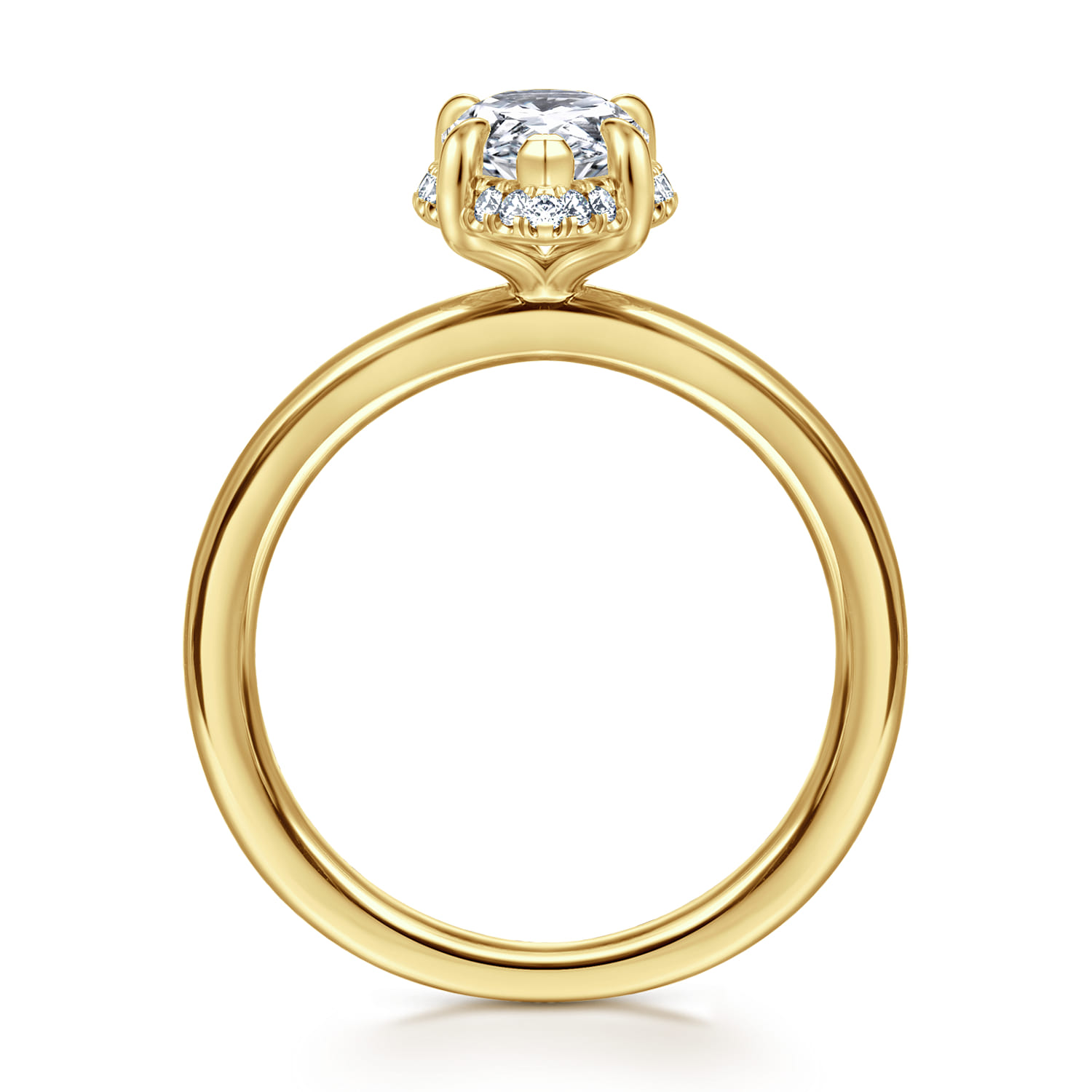 Bonnie - 14K Yellow Gold Pear Shape Hidden Halo Diamond Engagement Ring - 0.1 ct - Shot 2