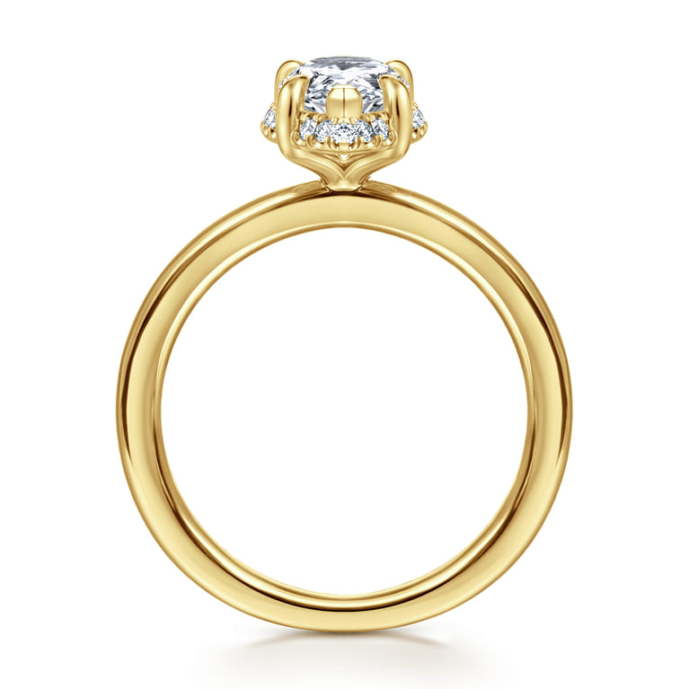 Bonnie - 14K Yellow Gold Pear Shape Hidden Halo Diamond Engagement Ring - 0.1 ct - Shot 2