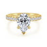 Adela - 14K Yellow Gold Pear Shape Hidden Halo Diamond Engagement Ring - 0.4 ct