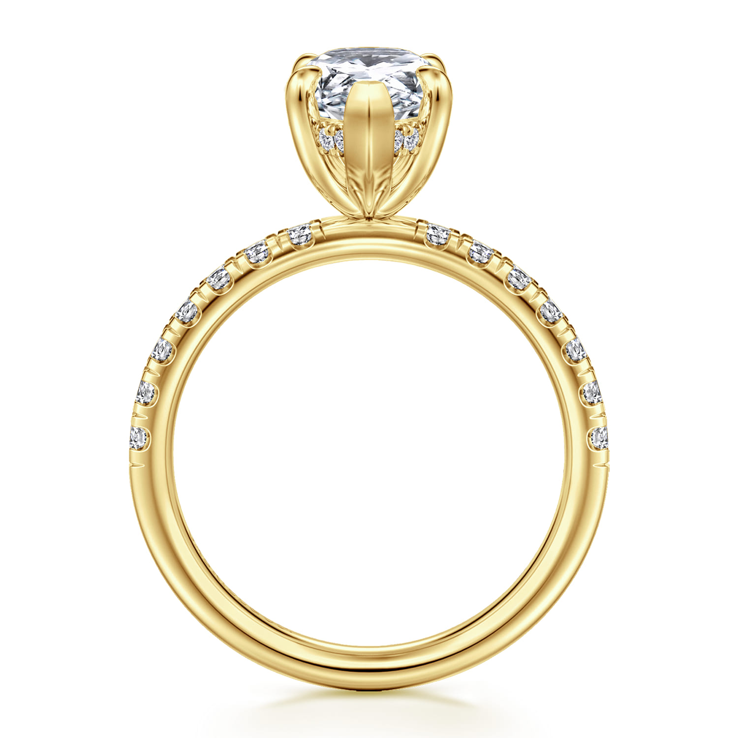 Adela - 14K Yellow Gold Pear Shape Hidden Halo Diamond Engagement Ring - 0.4 ct - Shot 2