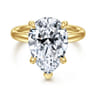 14K Yellow Gold Pear Shape Hidden Halo Diamond Engagement Ring - 0.08 ct