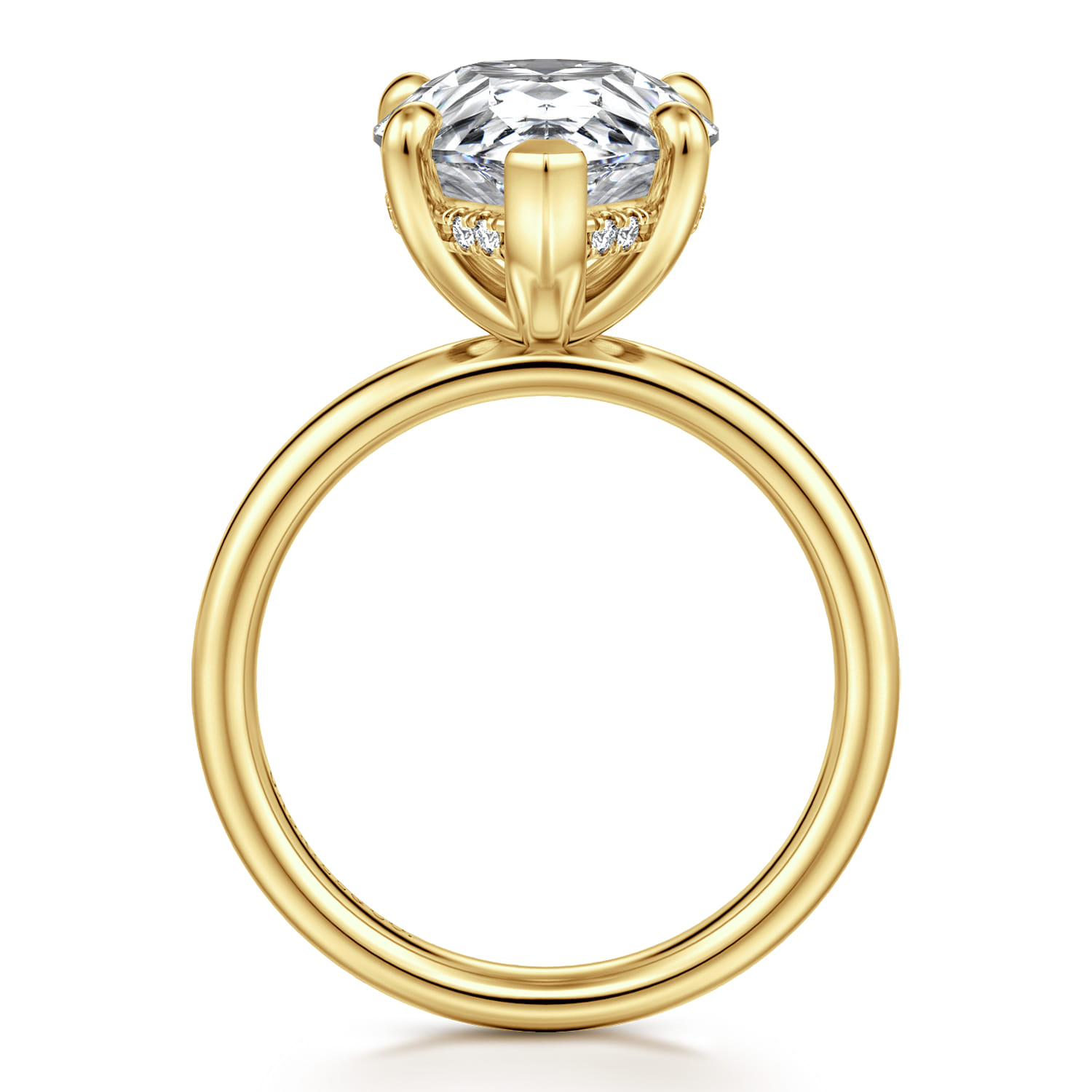 14K Yellow Gold Pear Shape Hidden Halo Diamond Engagement Ring - 0.08 ct - Shot 2