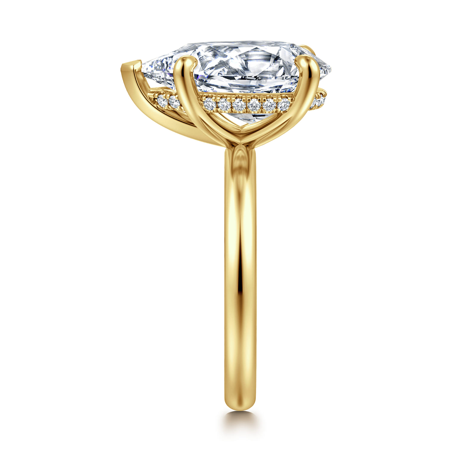 14K Yellow Gold Pear Shape Hidden Halo Diamond Engagement Ring - 0.08 ct - Shot 4