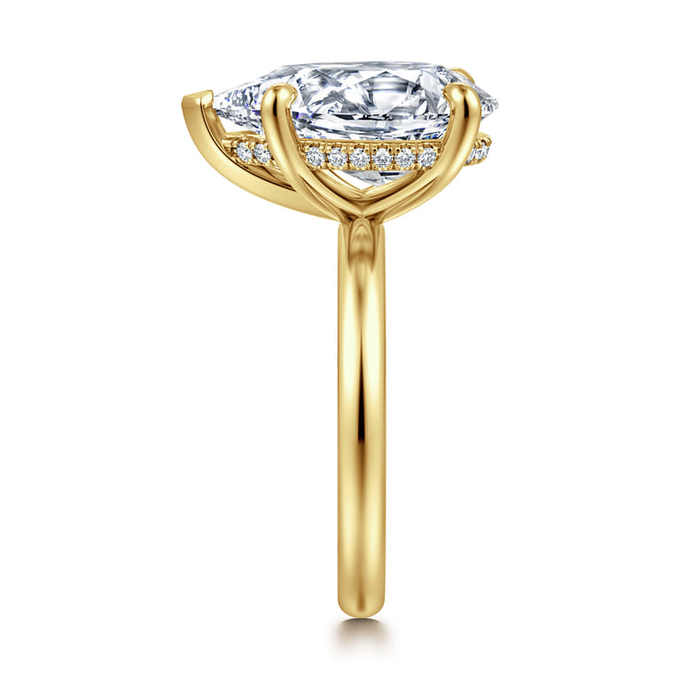 14K Yellow Gold Pear Shape Hidden Halo Diamond Engagement Ring - 0.08 ct - Shot 4