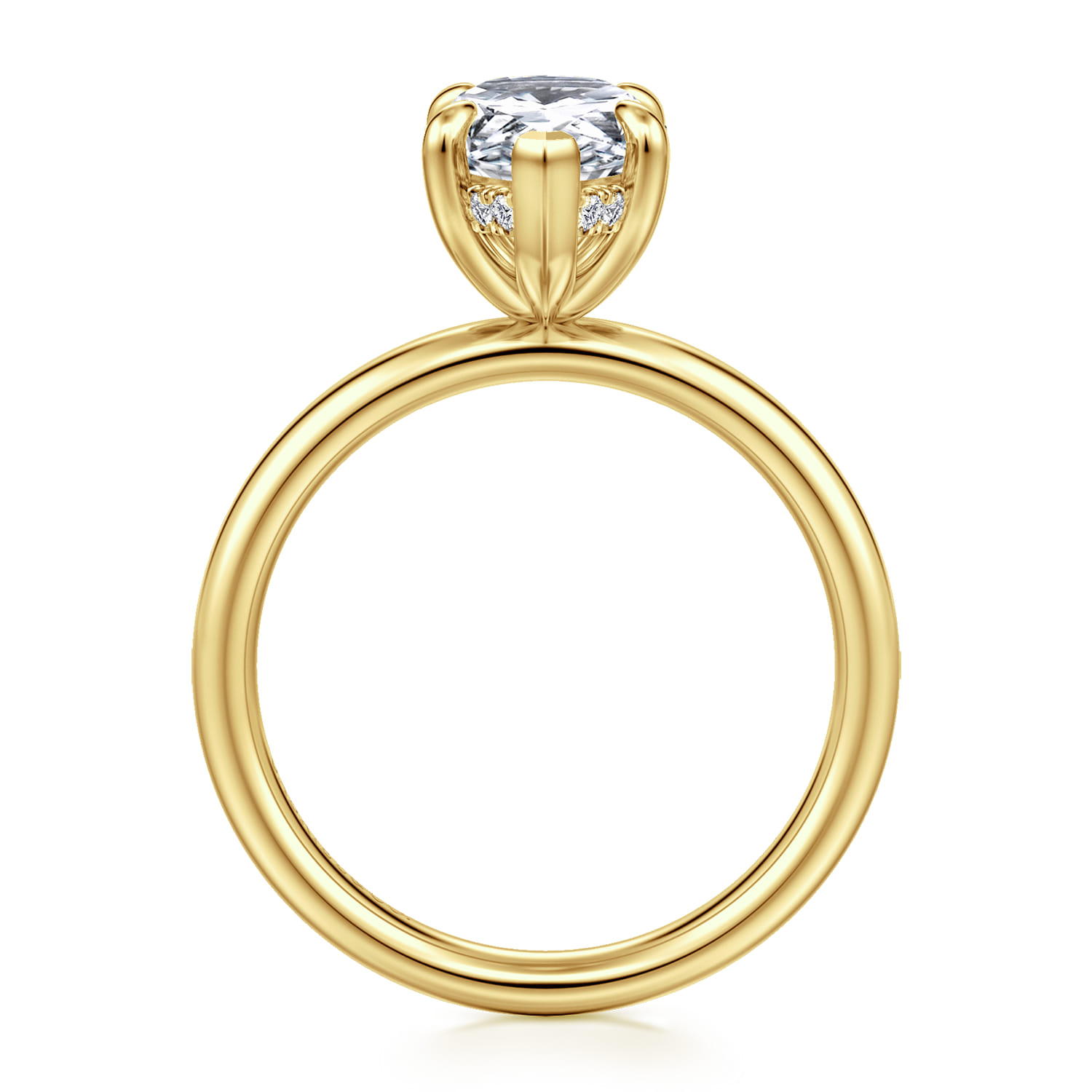 Peace - 14K Yellow Gold Pear Shape Hidden Halo Diamond Engagement Ring - 0.08 ct - Shot 2