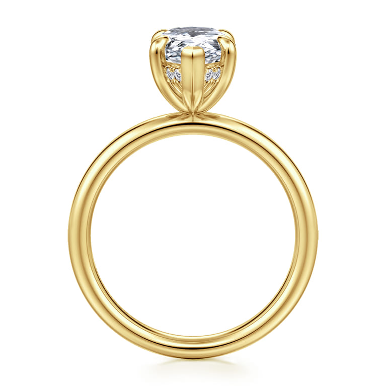 Peace - 14K Yellow Gold Pear Shape Hidden Halo Diamond Engagement Ring - 0.08 ct - Shot 2