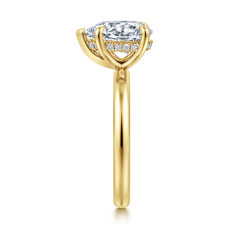 Peace - 14K Yellow Gold Pear Shape Hidden Halo Diamond Engagement Ring - 0.08 ct - Shot 4