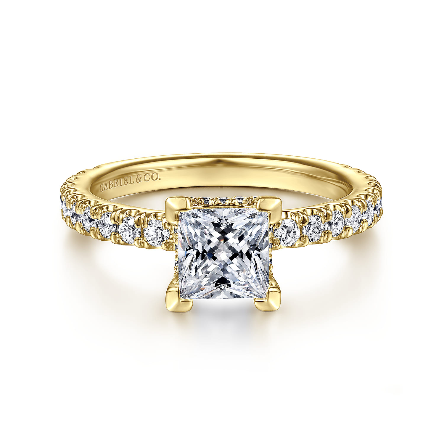 Alina - 14K Yellow Gold Princess Hidden Halo Diamond Engagement Ring - 0.51 ct - Shot 1