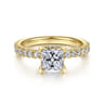 Alina - 14K Yellow Gold Princess Hidden Halo Diamond Engagement Ring - 0.51 ct