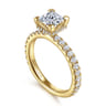 Alina - 14K Yellow Gold Princess Hidden Halo Diamond Engagement Ring - 0.51 ct