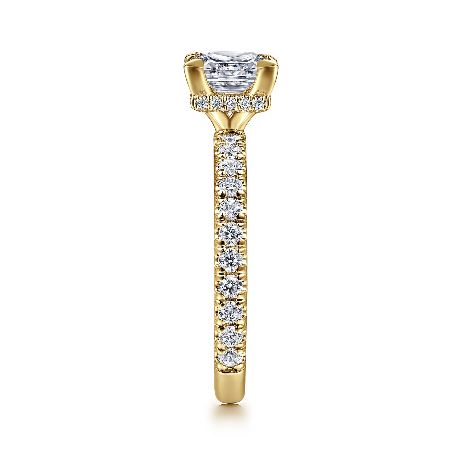 Alina - 14K Yellow Gold Princess Hidden Halo Diamond Engagement Ring - 0.51 ct - Shot 5