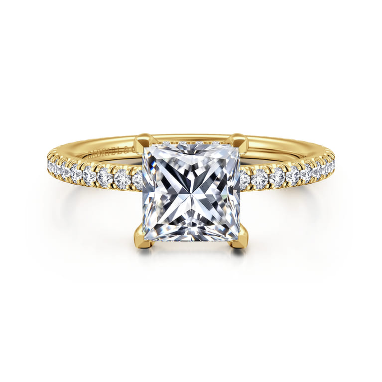 Noa - 14K Yellow Gold Princess Cut Diamond Engagement Ring - 0.45 ct - Shot 1