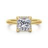 Bonnie - 14K Yellow Gold Princess Hidden Halo Diamond Engagement Ring - 0.08 ct
