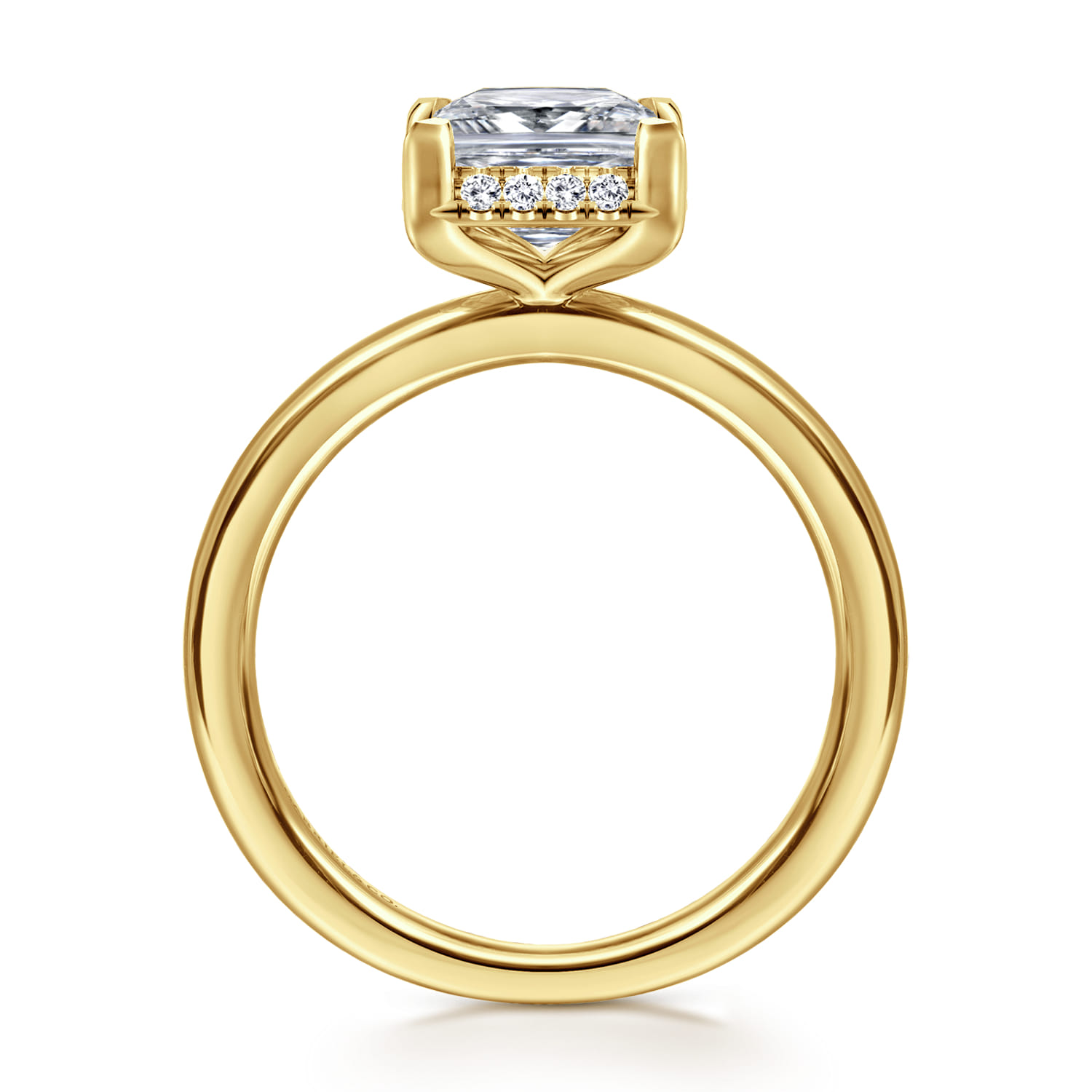 Bonnie - 14K Yellow Gold Princess Hidden Halo Diamond Engagement Ring - 0.08 ct - Shot 2