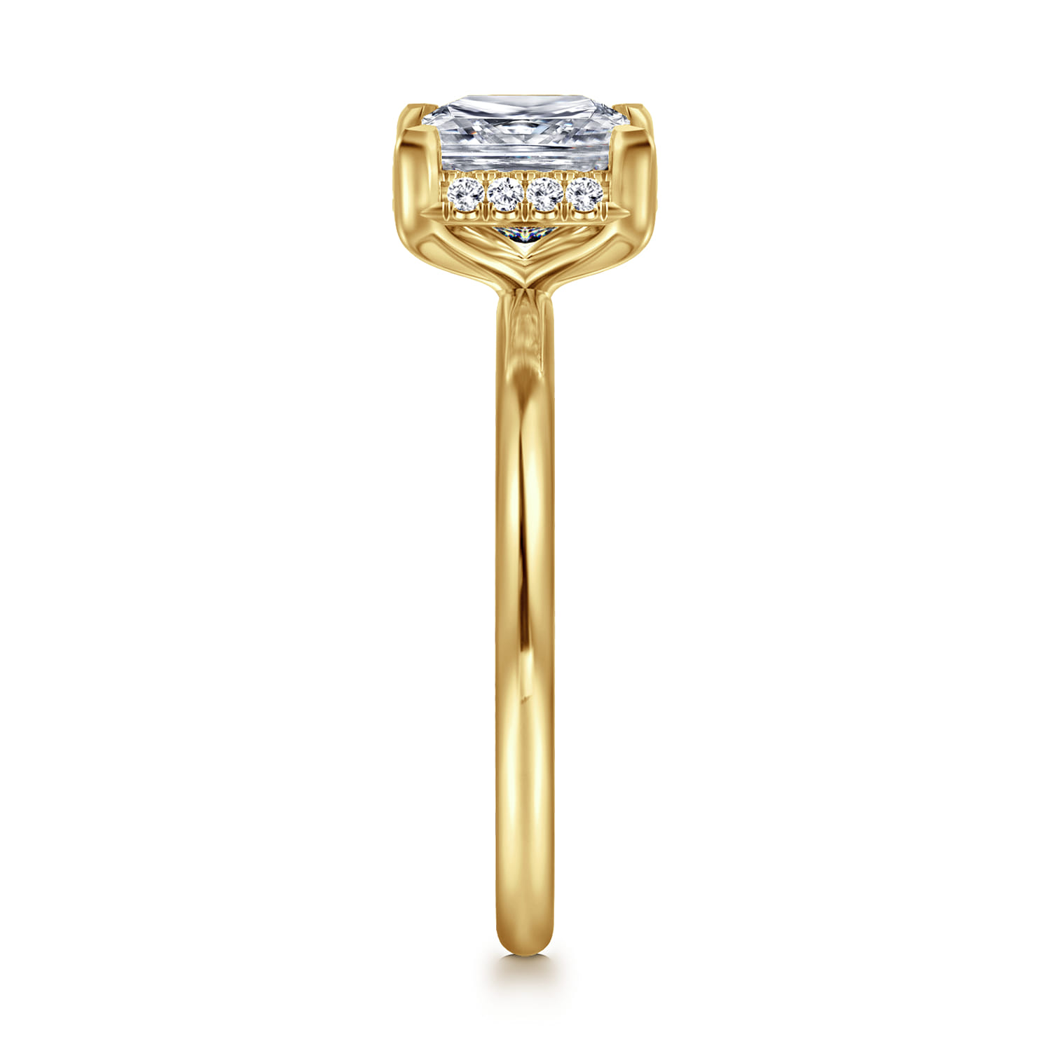 Bonnie - 14K Yellow Gold Princess Hidden Halo Diamond Engagement Ring - 0.08 ct - Shot 4