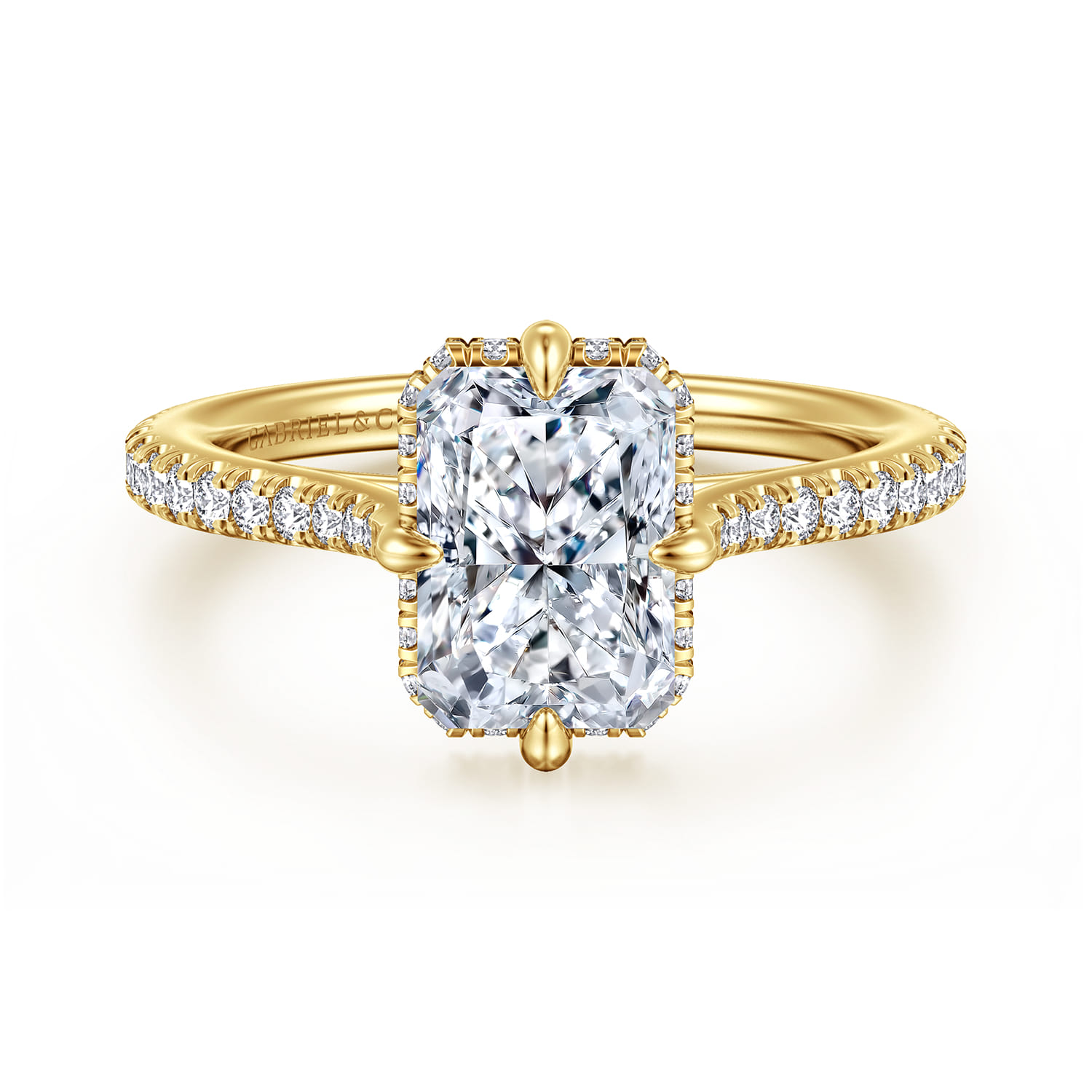Seine - 14K Yellow Gold Compass Prong Radiant Cut Diamond Engagement Ring - 0.35 ct - Shot 1