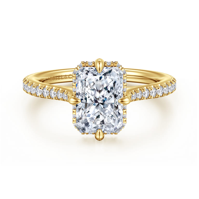 Seine - 14K Yellow Gold Compass Prong Radiant Cut Diamond Engagement Ring - 0.35 ct - Shot 1