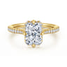 Seine - 14K Yellow Gold Compass Prong Radiant Cut Diamond Engagement Ring - 0.35 ct