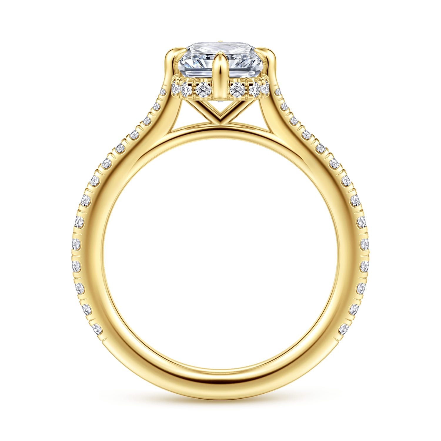 Seine - 14K Yellow Gold Compass Prong Radiant Cut Diamond Engagement Ring - 0.35 ct - Shot 2