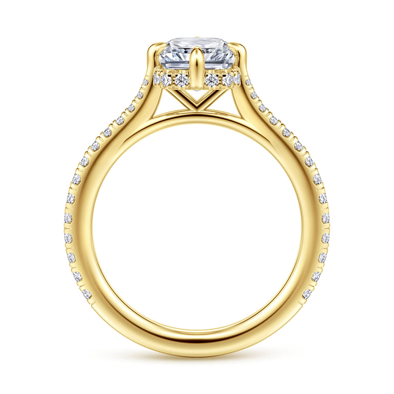Seine - 14K Yellow Gold Compass Prong Radiant Cut Diamond Engagement Ring - 0.35 ct - Shot 2