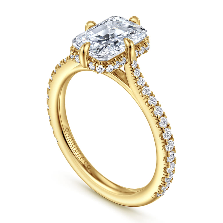 Seine - 14K Yellow Gold Compass Prong Radiant Cut Diamond Engagement Ring - 0.35 ct - Shot 3