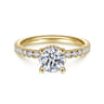 Alina - 14K Yellow Gold Hidden Halo Round Diamond Engagement Ring - 0.51 ct