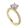 Alina - 14K Yellow Gold Hidden Halo Round Diamond Engagement Ring - 0.51 ct
