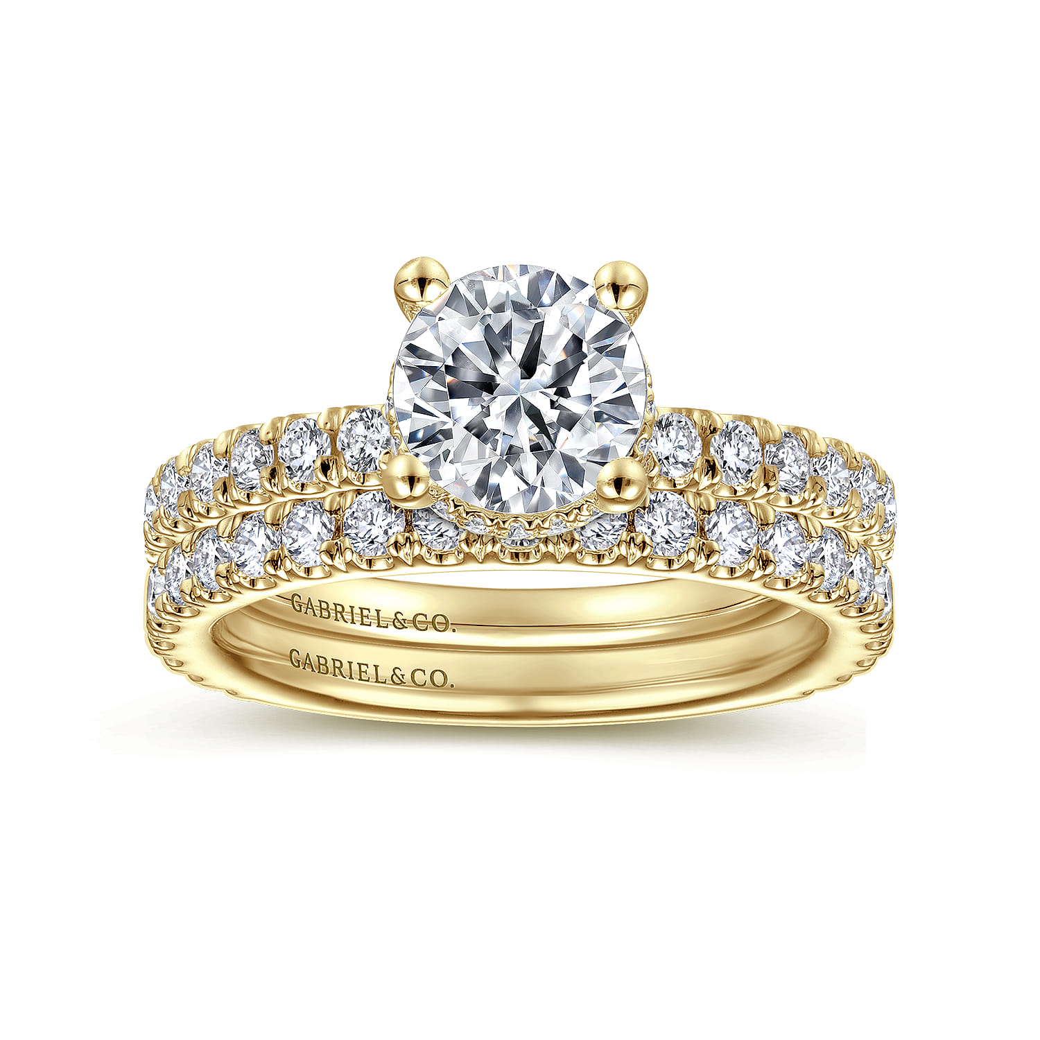 Alina - 14K Yellow Gold Hidden Halo Round Diamond Engagement Ring - 0.51 ct - Shot 4