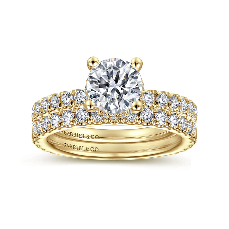 Alina - 14K Yellow Gold Hidden Halo Round Diamond Engagement Ring - 0.51 ct - Shot 4
