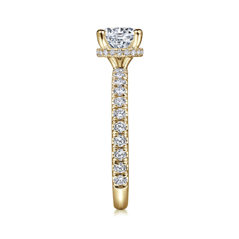Alina - 14K Yellow Gold Hidden Halo Round Diamond Engagement Ring - 0.51 ct - Shot 5