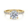 Alina - 14K Yellow Gold Hidden Halo Round Diamond Engagement Ring - 0.68 ct