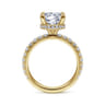 Alina - 14K Yellow Gold Hidden Halo Round Diamond Engagement Ring - 0.68 ct