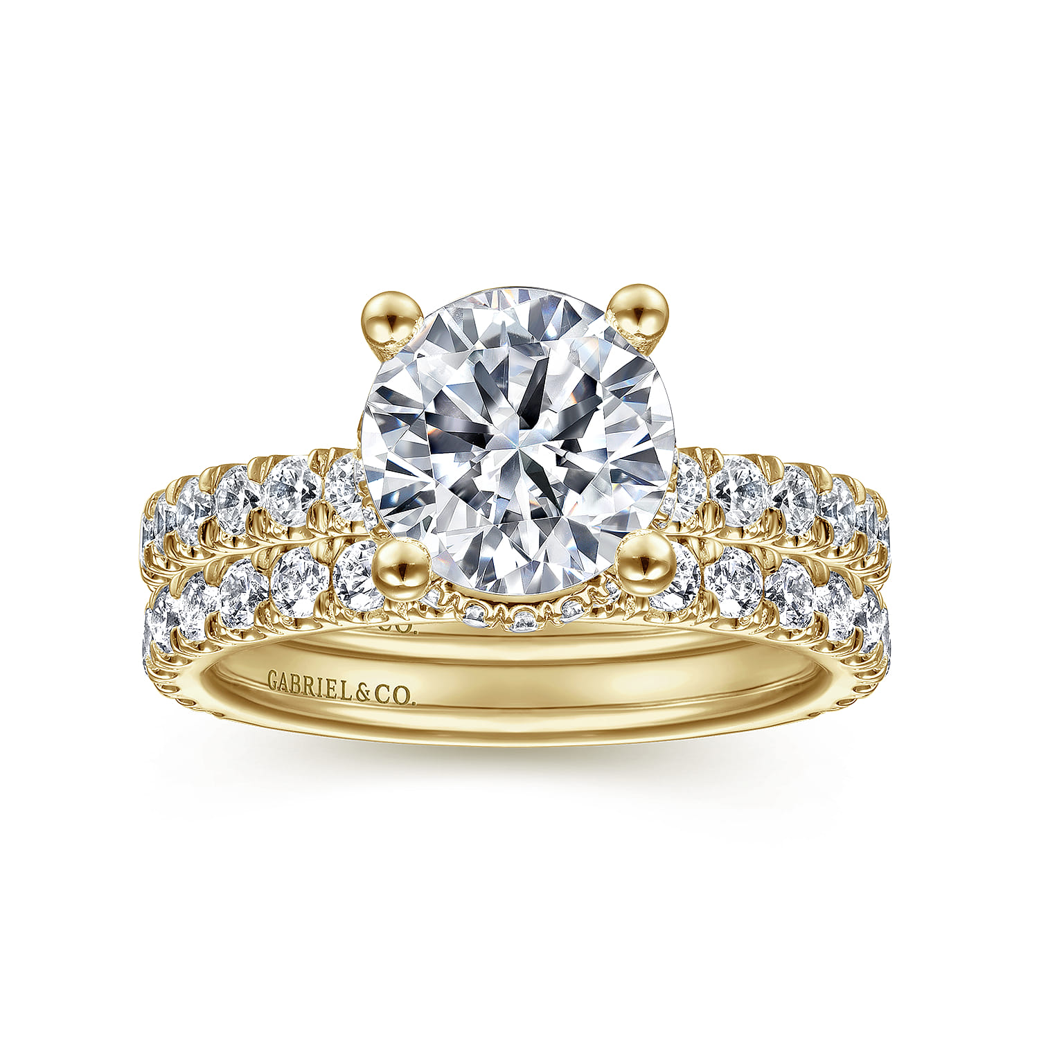 Alina - 14K Yellow Gold Hidden Halo Round Diamond Engagement Ring - 0.68 ct - Shot 4