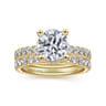 Alina - 14K Yellow Gold Hidden Halo Round Diamond Engagement Ring - 0.68 ct