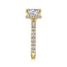 Alina - 14K Yellow Gold Hidden Halo Round Diamond Engagement Ring - 0.68 ct
