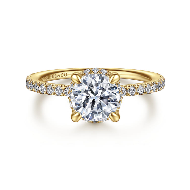 Hart - 14K Yellow Gold Hidden Halo Round Diamond Engagement Ring - 0.25 ct - Shot 1