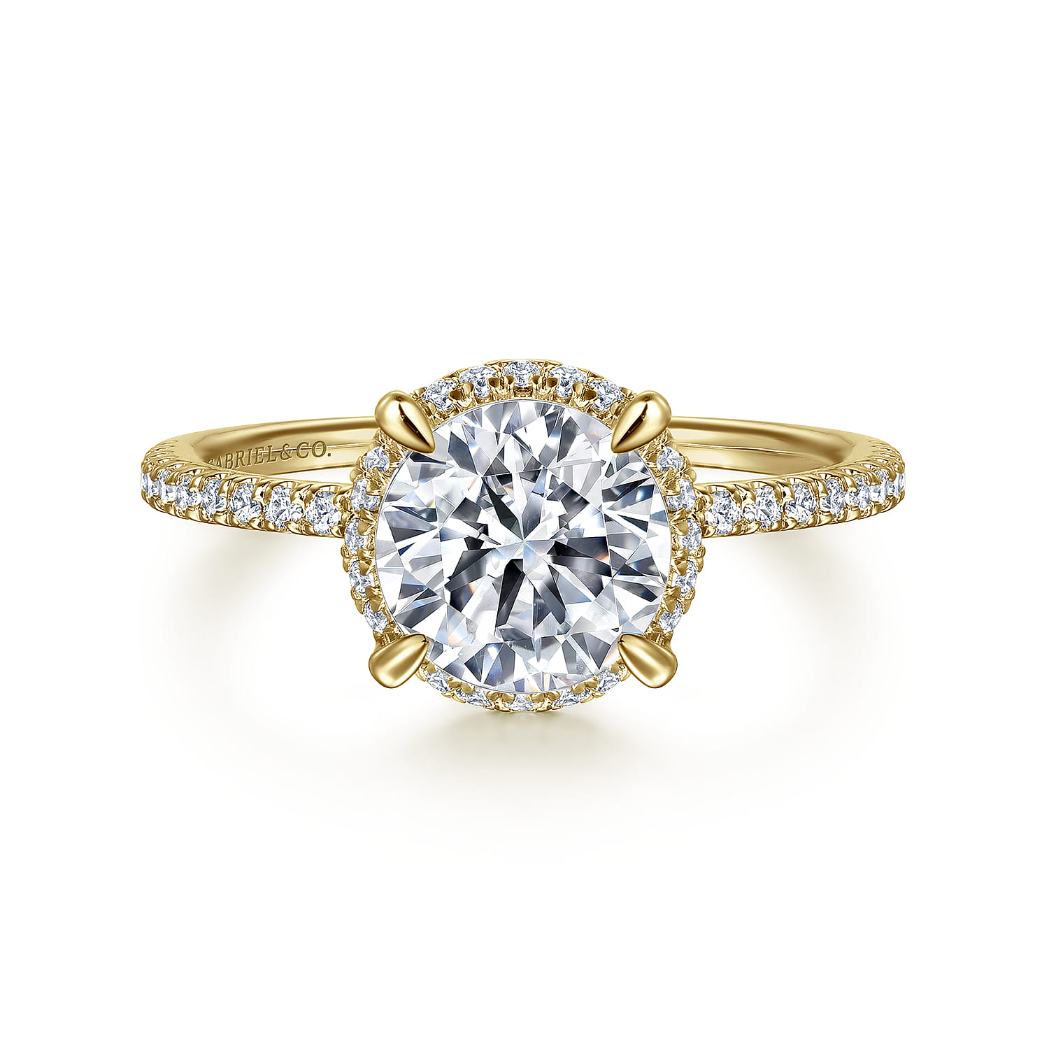 Hart - 14K Yellow Gold Hidden Halo Round Diamond Engagement Ring - 0.3 ct - Shot 1