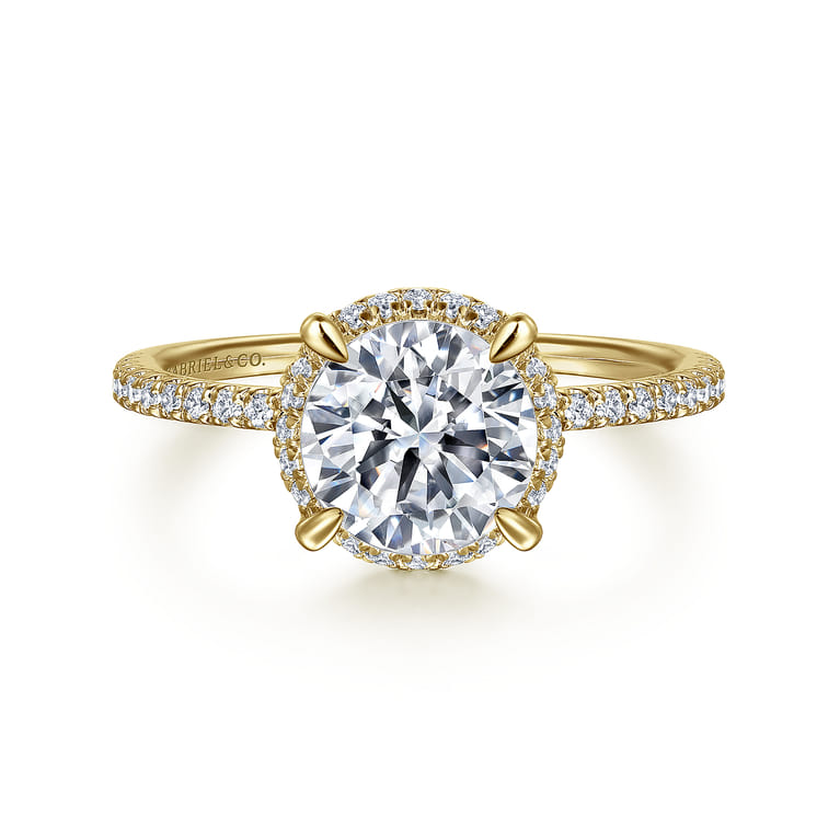 Hart - 14K Yellow Gold Hidden Halo Round Diamond Engagement Ring - 0.3 ct - Shot 1