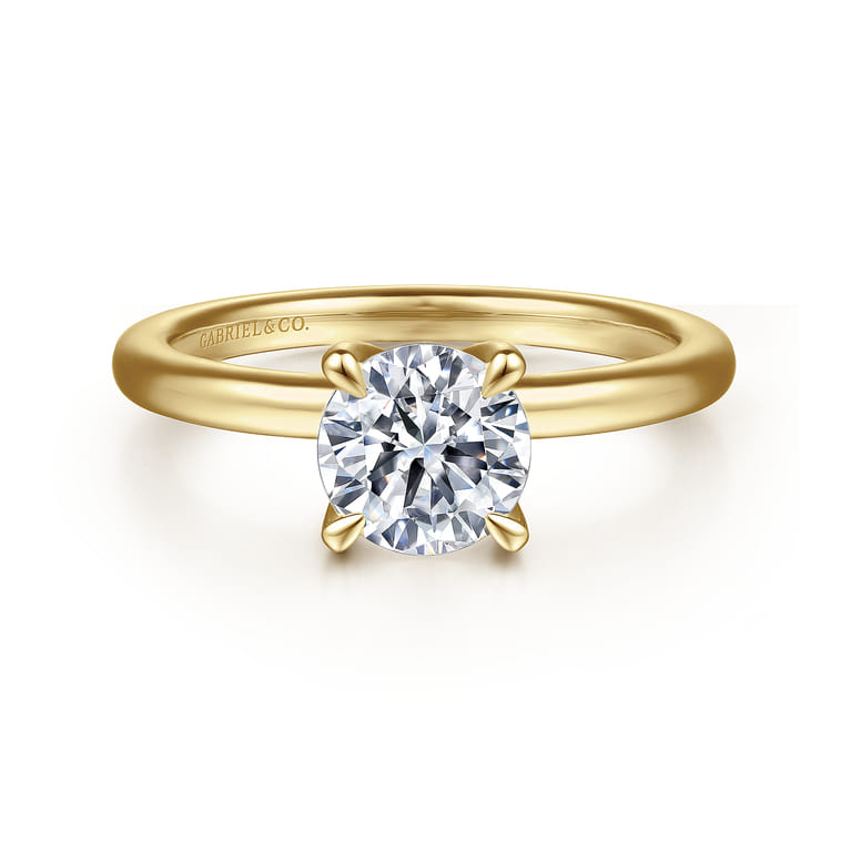 Evelynn - 14K Yellow Gold Round Solitaire Diamond Engagement Ring - 0.04 ct - Shot 1