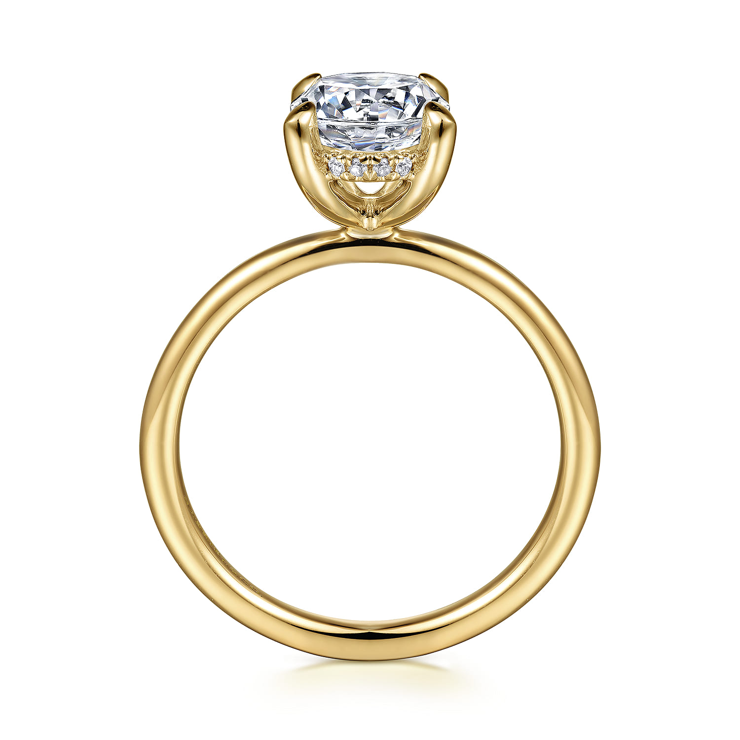 Cari - 14K Yellow Gold Hidden Halo Round Diamond Engagement Ring - 0.07 ct - Shot 2