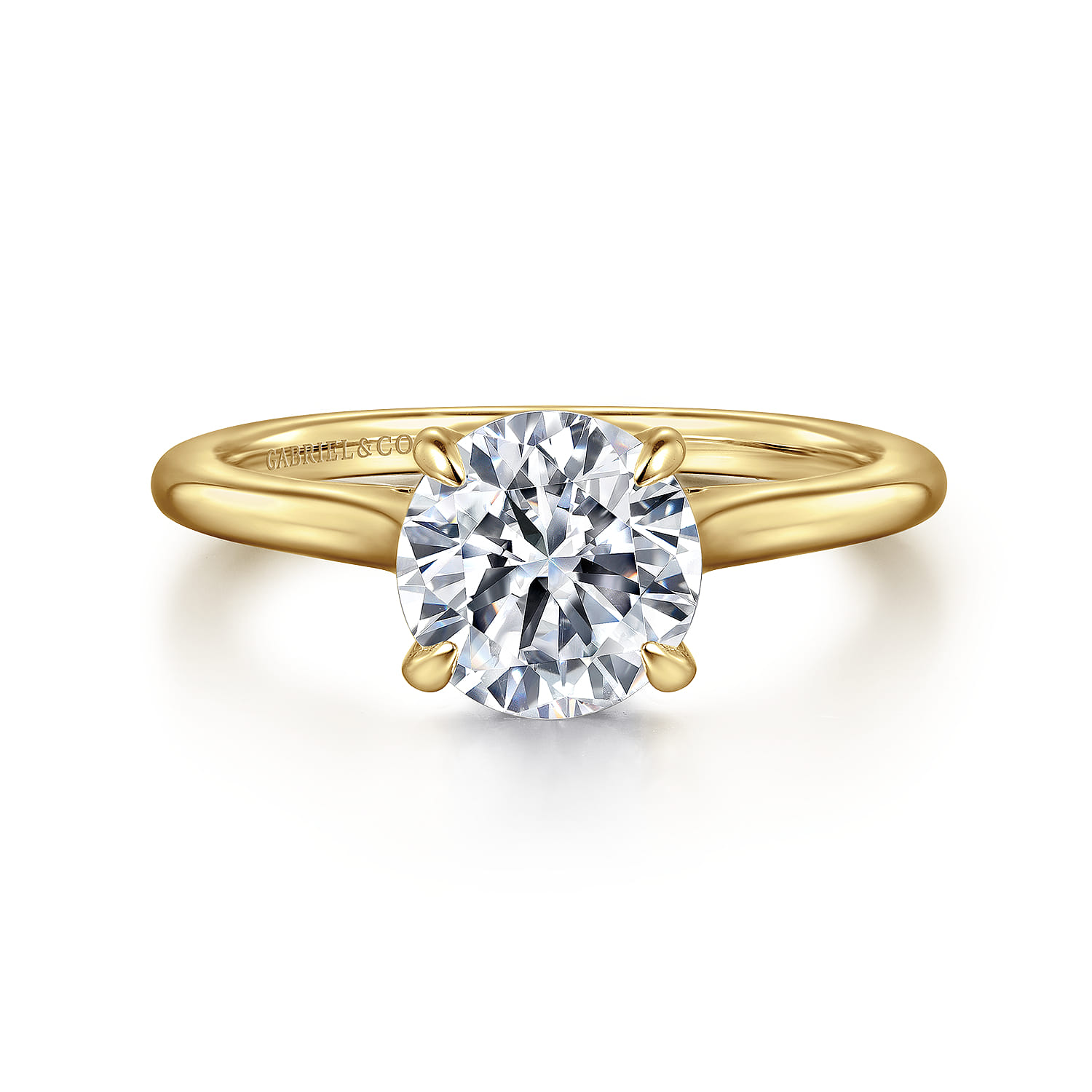 Ericka - 14K Yellow Gold Round Diamond Engagement Ring - 0.12 ct - Shot 1