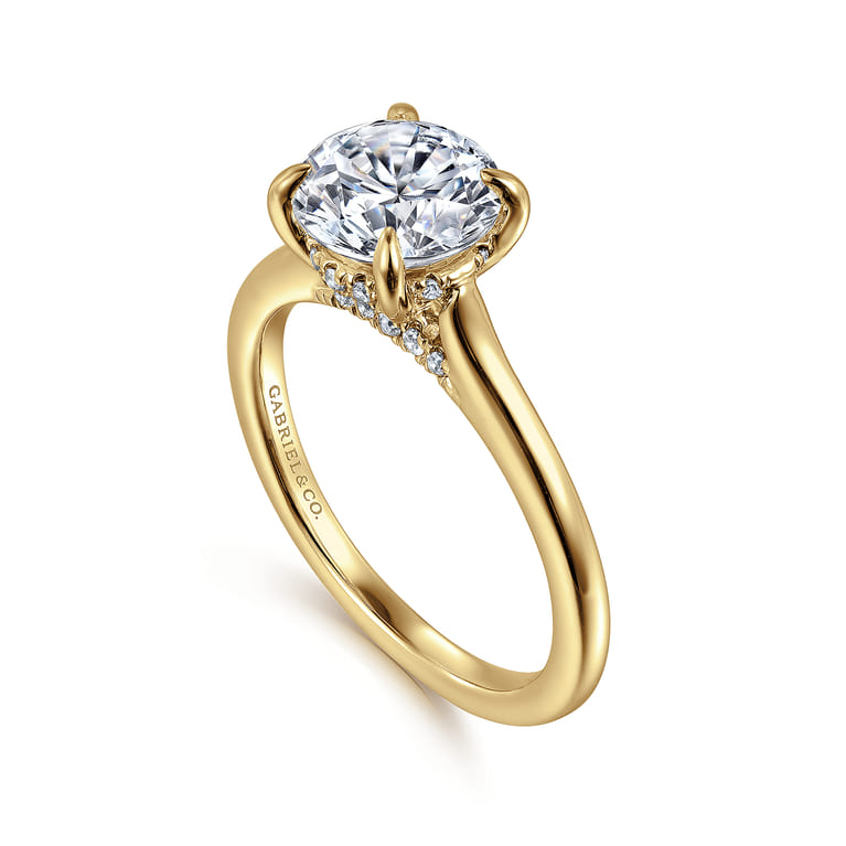 Ericka - 14K Yellow Gold Round Diamond Engagement Ring - 0.12 ct - Shot 3