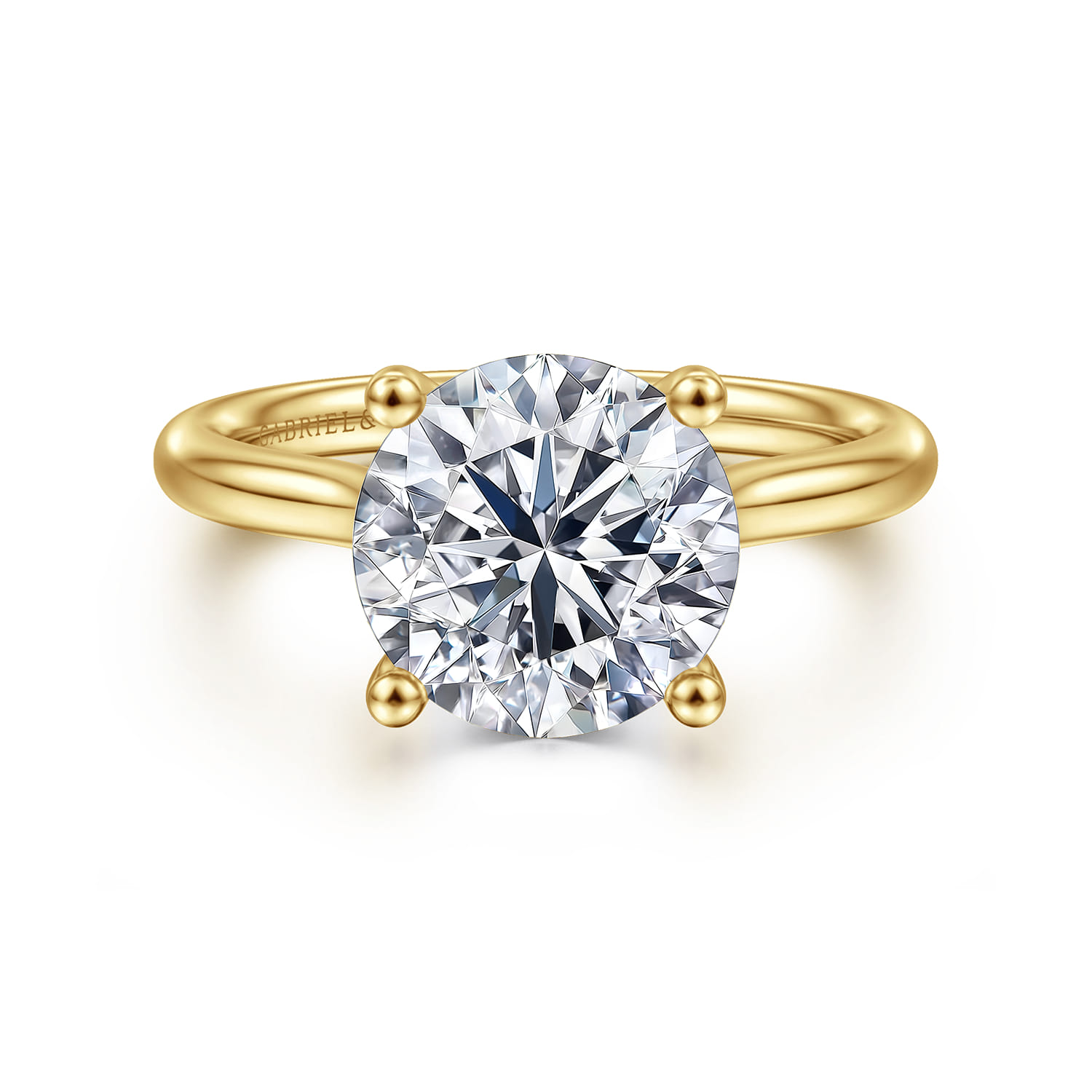 Azucena - 14K Yellow Gold Round Solitaire Diamond Engagement Ring - 0.06 ct - Shot 1