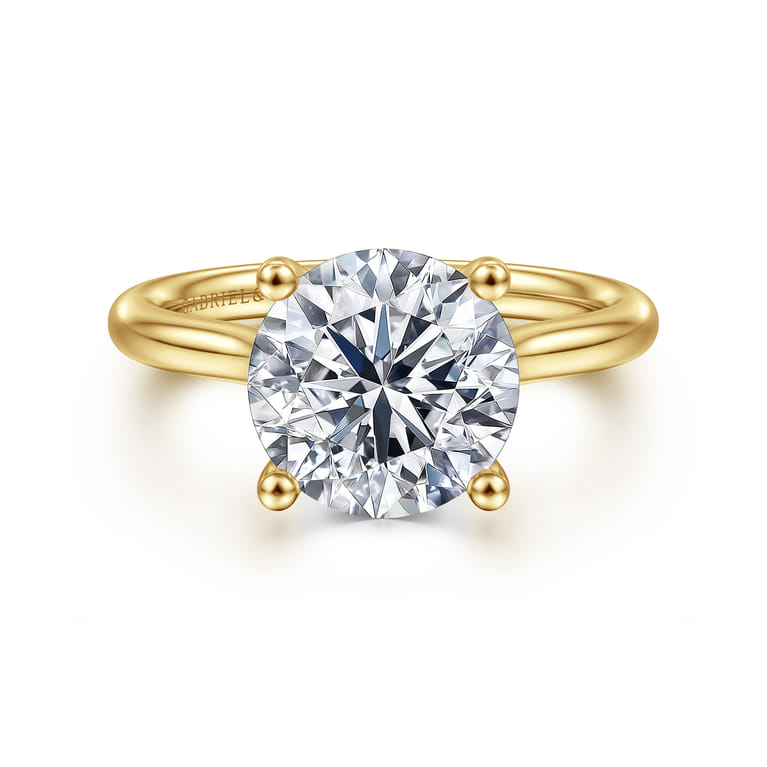 Azucena - 14K Yellow Gold Round Solitaire Diamond Engagement Ring - 0.06 ct - Shot 1